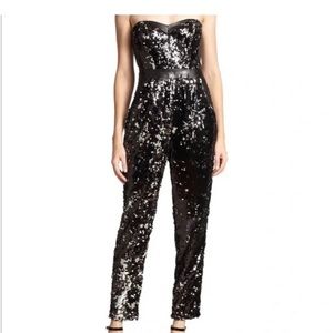 Milly bustier black sequin jumpsuit. Size 0